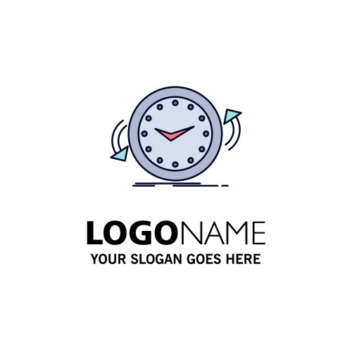 Backup clock clockwise counter time flat color vector image