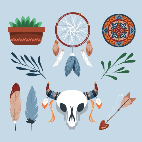 Hand drawn boho element set Royalty Free Vector Image