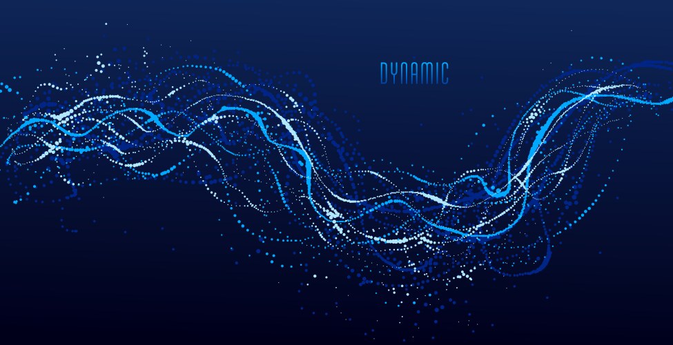 Dotted particle array flowing abstract background vector image