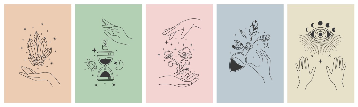 Mystical Hands & Symbols Vector Image