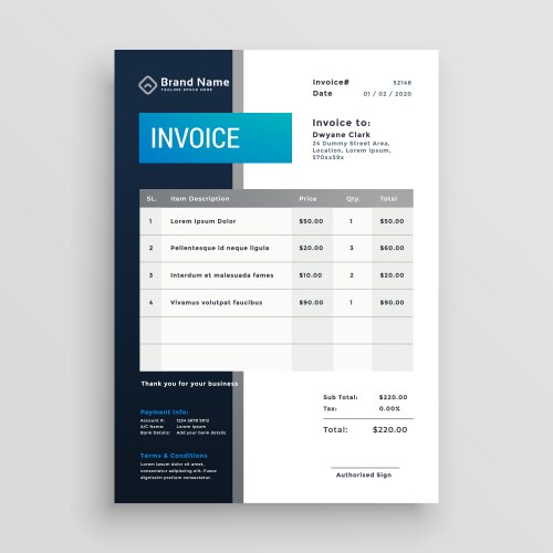 Elegant professional invoice template design Vector Image