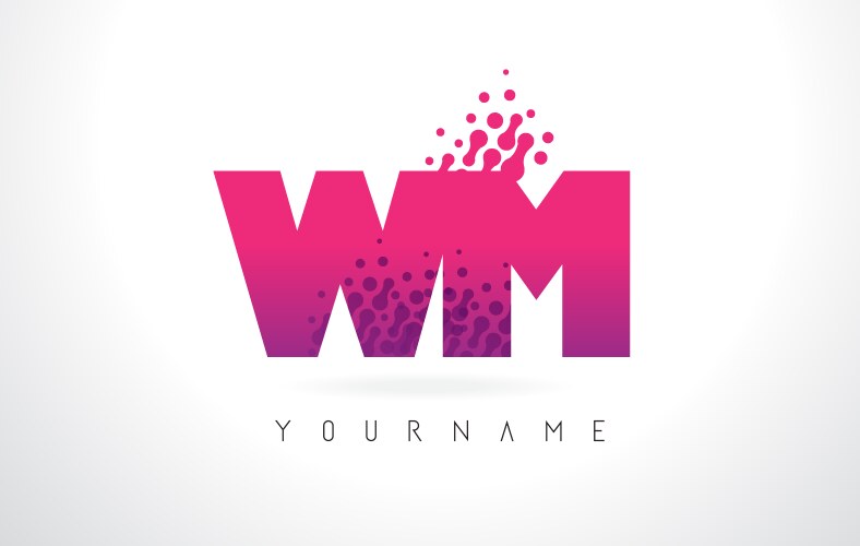 wm w m letter logo with pink purple color vector image