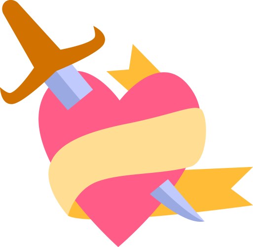 Daggered heart flat on white Vector Image