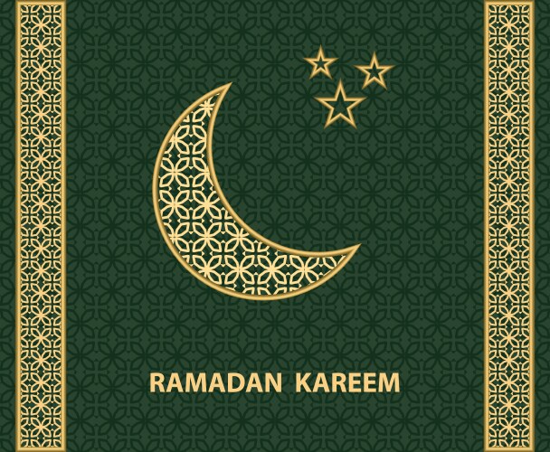 Ramadan greeting card with golden moon stars Vector Image
