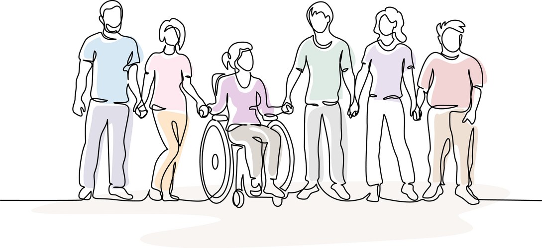 Best friends together with disabled one group Vector Image