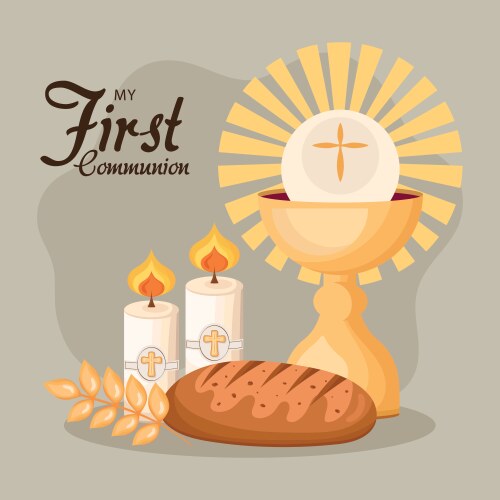 First communion poster Royalty Free Vector Image