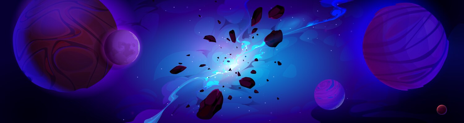 Cartoon space background with glow galaxy nebula Vector Image