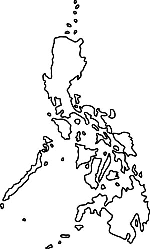 Philippines map of black contour curves on white vector image