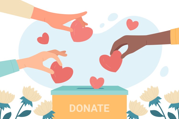 Hands of people donate hope solidarity aid vector image