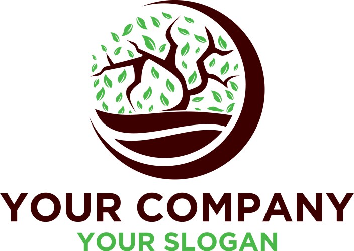 Tree sun logo design template Royalty Free Vector Image