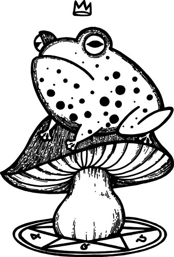 Mystic Toad & Mushroom Tattoo Vector Image