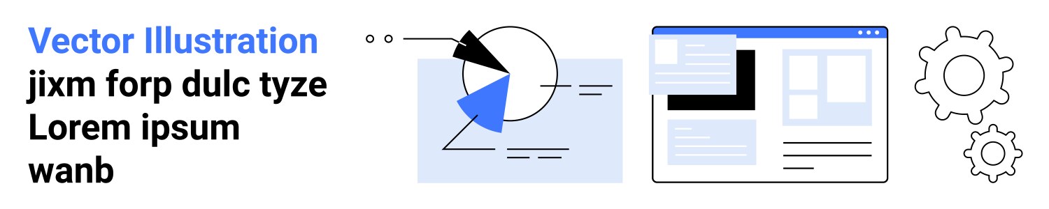 Data chart web interface and gear mechanisms vector image