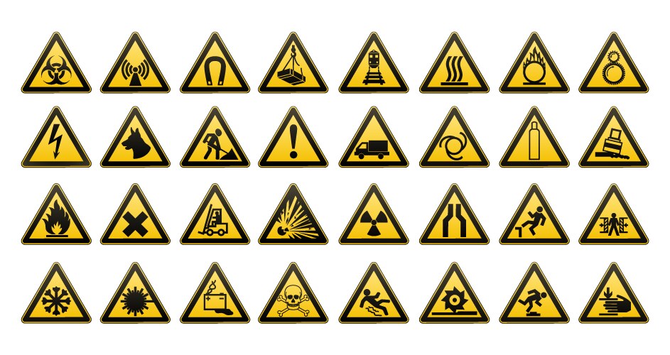 Hazard Safety Warning Signs Royalty Free Vector Image