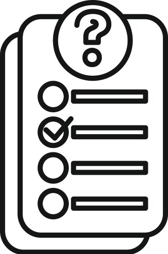 Checklist with question mark icon showing unknown vector image