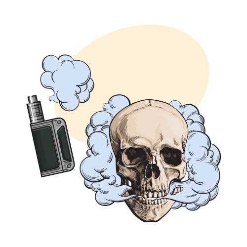 Fleshless Skull with Vape Smoke Vector Image