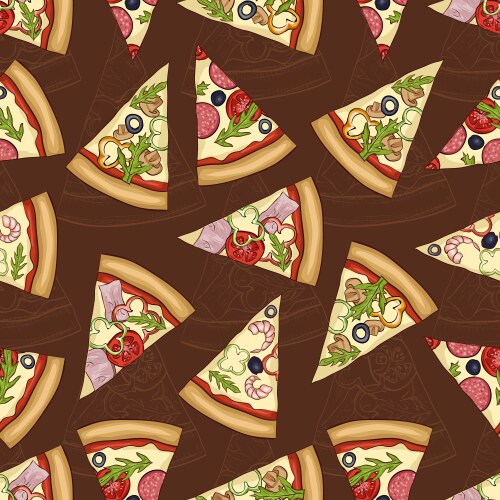 Seamless pattern scetch with four types of pizza vector image