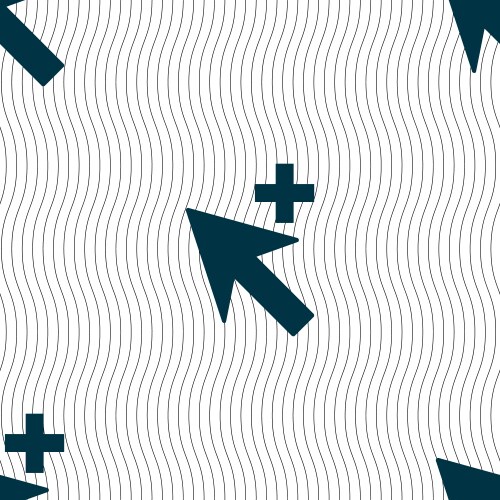 Cursor arrow plus add icon sign seamless pattern vector image