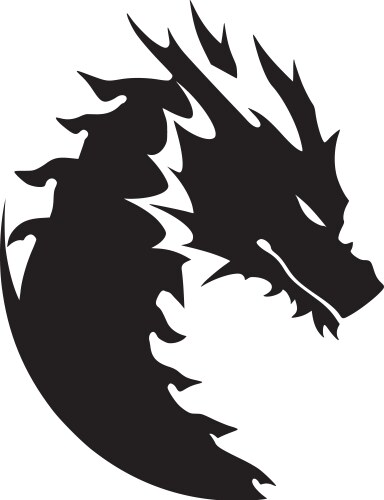 Dragon - black and white Vector Image