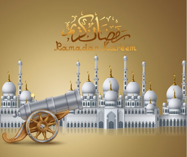 white mosque and cannon vector