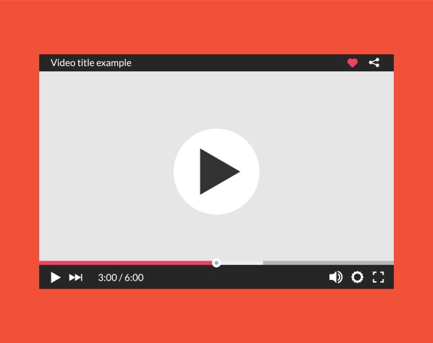 video player interface web screen template media vector