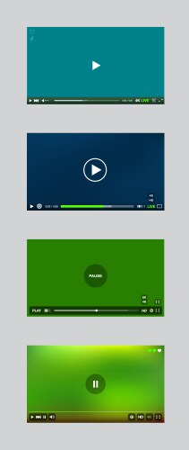 Video player window with menu and buttons panel vector image