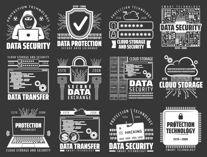 computer laptop hacker padlock key data cloud vector image vector image