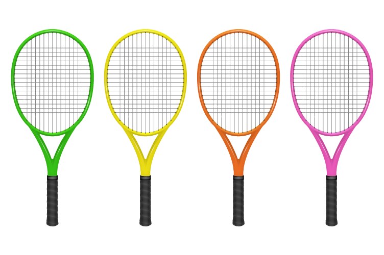 Realistic tennis racket set closeup Royalty Free Vector