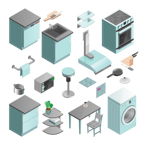 Furniture isometric icons Royalty Free Vector Image