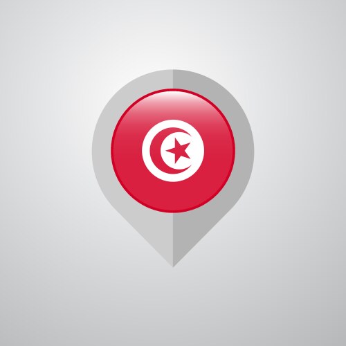 Map navigation pointer with tunisia flag design vector image