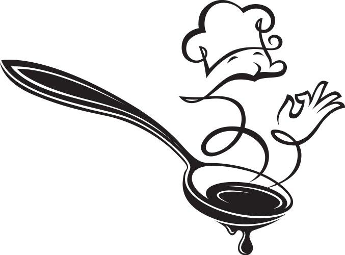 Chef hold wooden spoon Royalty Free Vector Image