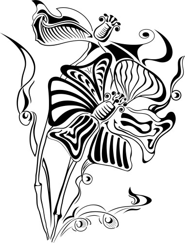 Abstract flower line-art Royalty Free Vector Image