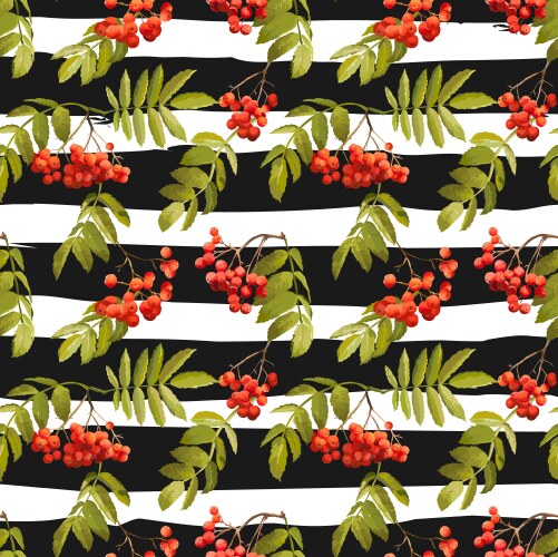 Autumn rowan berry background seamless pattern Vector Image