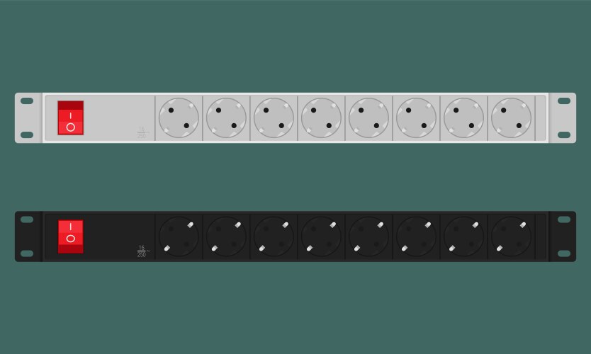Power distribution unit with 8 sockets of type f vector image