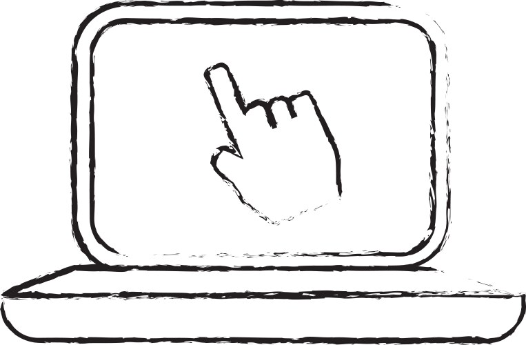 Computer with hand pointer icon image vector image