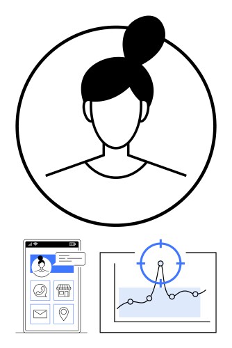 User profile icon with app interface and data vector image