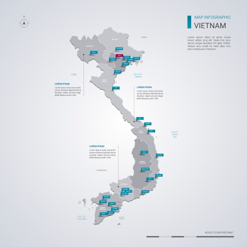 Vietnam Map with Infographic Elements Vector Image