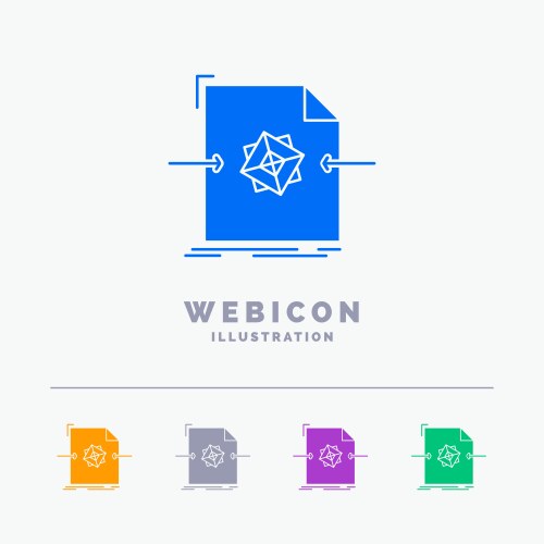 3d document file object processing 5 color glyph vector image