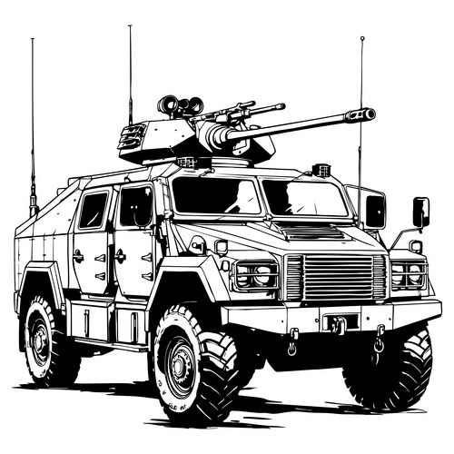 Armored Military Vehicle Sketch Vector Image