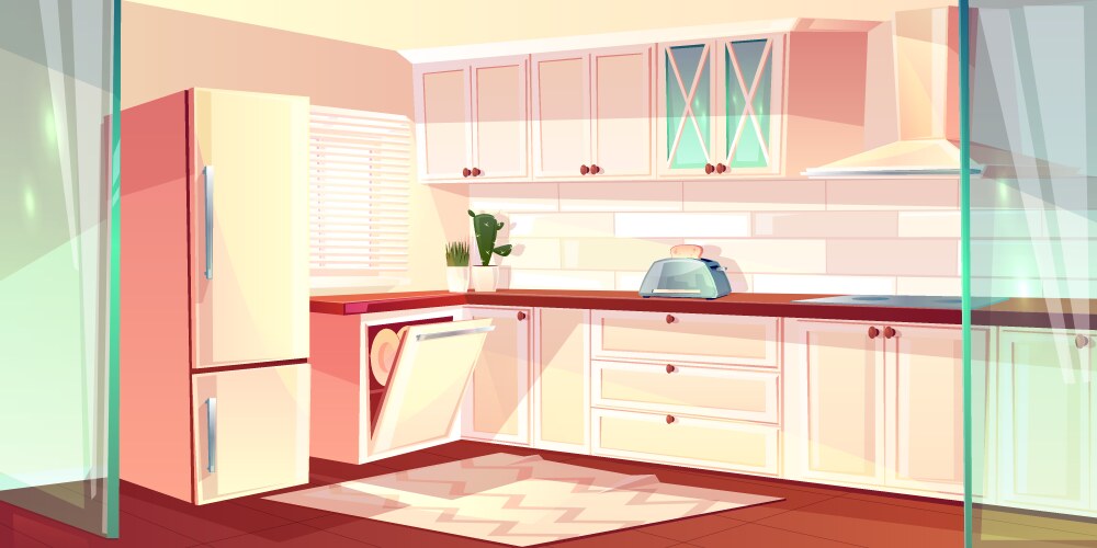 Cheerful Kitchen Cartoon Royalty Free Vector Image