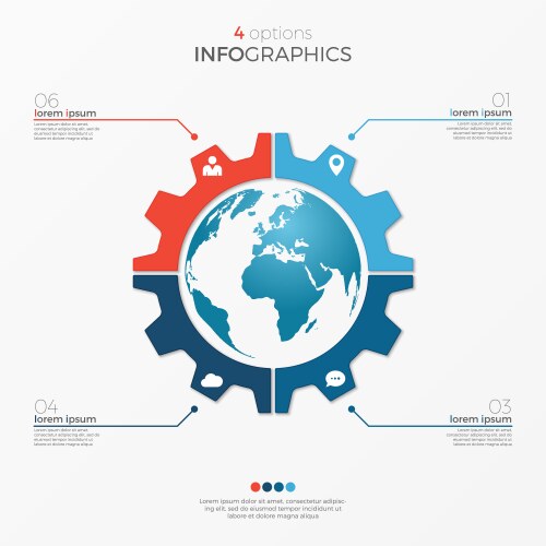 Circle chart infographic template with globe Vector Image
