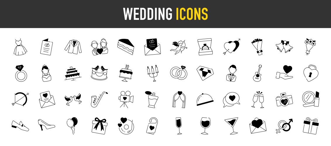 Wedding icon set Royalty Free Vector Image - VectorStock