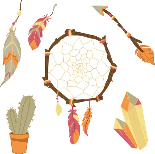 Hand drawn boho elements collection Royalty Free Vector