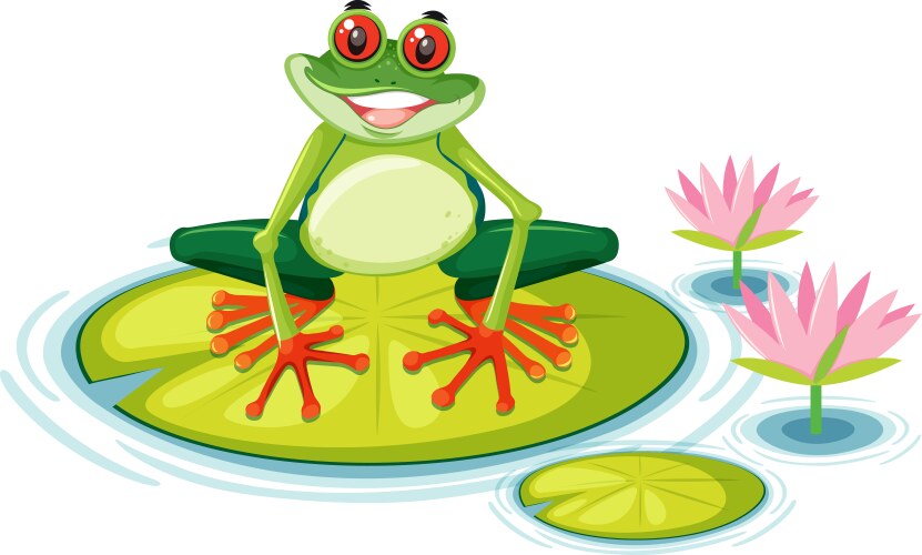 Red-Eyed Tree Frog on Lily Pad Vector Image