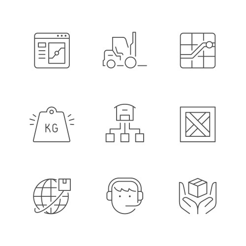 set line icons of logistics vector image