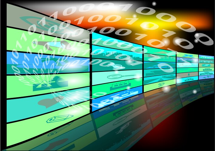 Abstract background with binary code and screens vector image