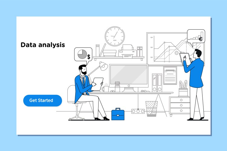 Concept of data analysis for website and mobile vector image
