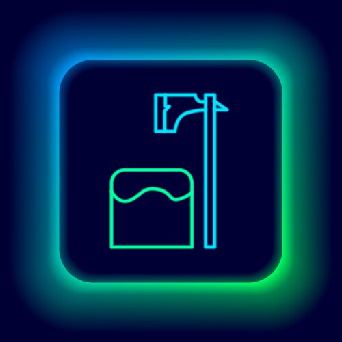 Glowing neon line executioner axe in tree block vector image