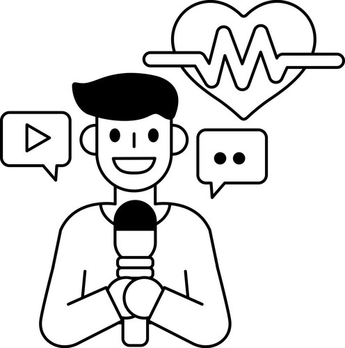 A man is holding microphone and smiling Vector Image