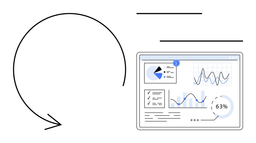 Data visualization dashboard with graphs vector image