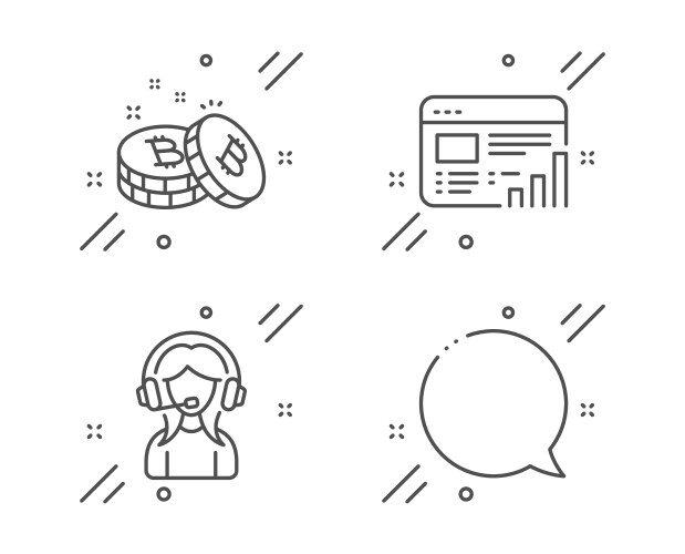 Support bitcoin and web report icons set speech vector image